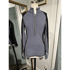 Lululemon Run U Turn 1/2 Zip Top Striped Long Sleeve Reversible Pullover Size 2